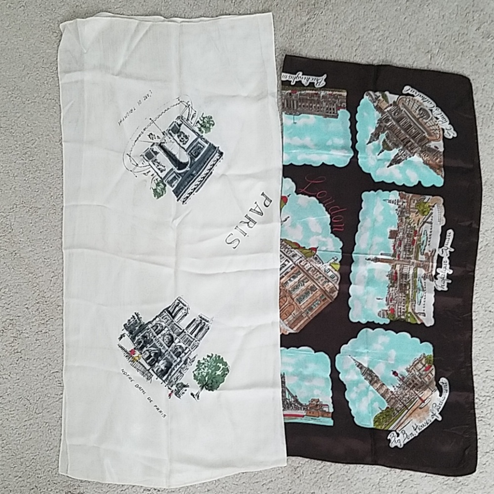 Vintage souvenir scarf bundle